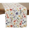 Saro Lifestyle Hemstitch Table Runner With Floral Design, 72 X 16