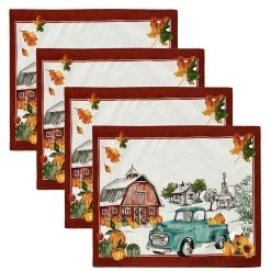 Elrene Farm Fresh Pumpkin Truck Fall Placemat, Set Of 4