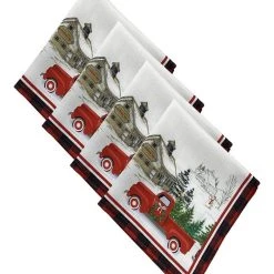 Elrene Vintage Christmas Tree Farm Holiday Napkin, Set Of 4