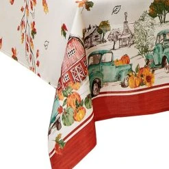 Elrene Farm Fresh Pumpkin Truck Fall Rectangle Tablecloth