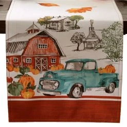 Elrene Farm Fresh Pumpkin Truck Fall Table Runner
