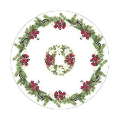 Laural Home Christmas Trimmings Tablecloth, 70 Round