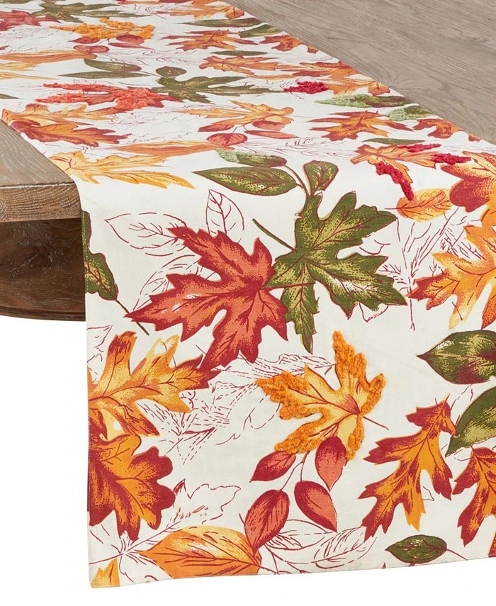 Saro Lifestyle Autumn Leaf Embroidered Table Runner, 108 X 16