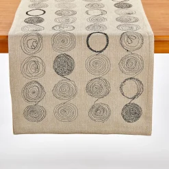 Tableau Circles Embroider Table Runner, 72 X 14