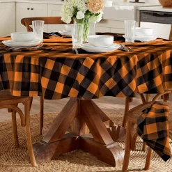 Elrene Farmhouse Living Fall Buffalo Check Tablecloth, 70 Round