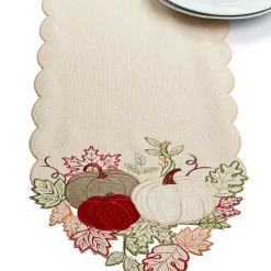 Elrene Pumpkin Foliage Cutwork Fabric Runner, 13 X 70