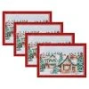 Elrene Storybook Christmas Village Holiday 4 Piece Placemat Set, 19 X 13