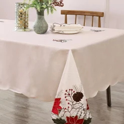 Elrene Poinsettia Cut-Work Fabric Tablecloth, 60 X 102