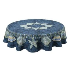 Laural Home Embellished Shells 70 Round Tablecloth