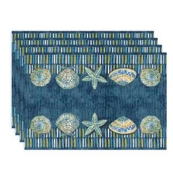 Laural Home Embellished Shells Set Of 4 Placemats, 13 X 19