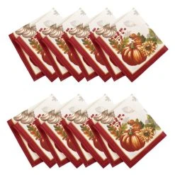 Elrene Swaying Leaves 17 X 17 Double Border Napkins, Set Of 8
