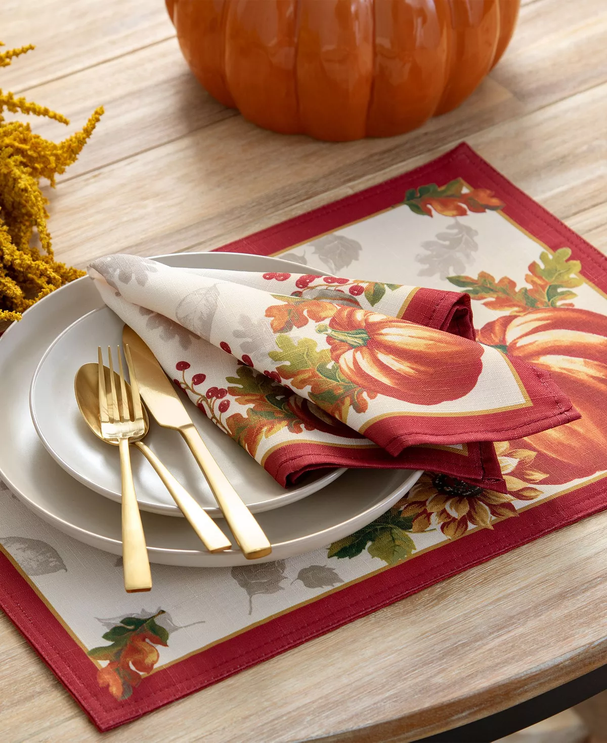 Elrene Swaying Leaves Bordered Fall Placemat, Set Of 4 - Image 2