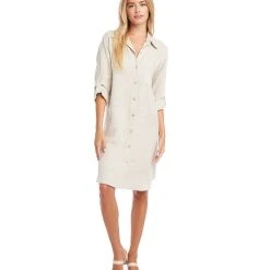 Karen Kane Petite Size Linen Shirtdress