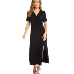 Karen Kane Petite Size Faux Wrap Midi Dress