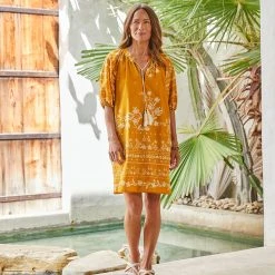 Karen Kane Puff Sleeve Tassel Dress