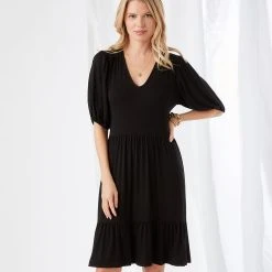 Karen Kane Puff Sleeve Tiered Dress